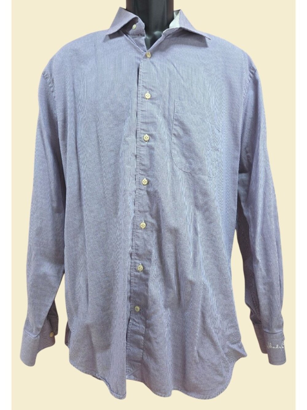 Peter Millar Mens Blue Gingham Check Shirt Size XL Shady Oak Golf Course